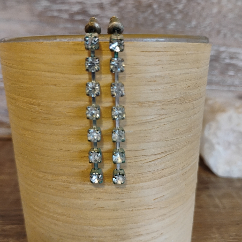 silver rhinestone drop earrings